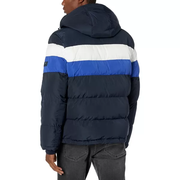 Tommy Hilfiger Mens Hooded Puffer JacketBlue Combo Poly Tech