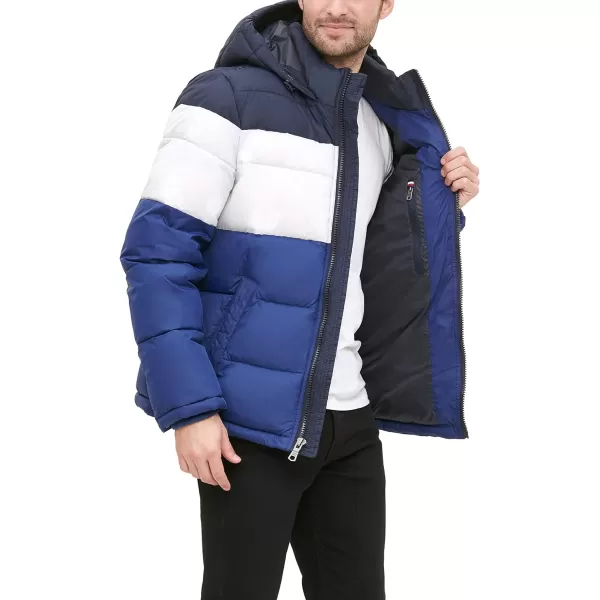 Tommy Hilfiger Mens Hooded Puffer JacketBluebell Color Block