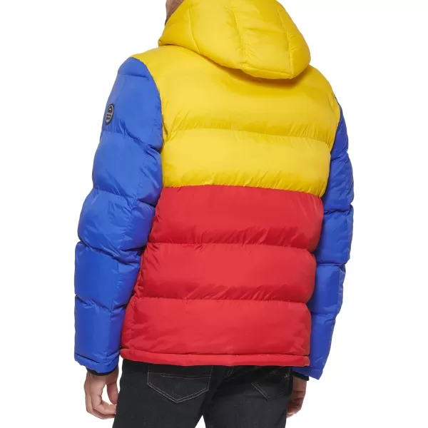 Tommy Hilfiger Mens Hooded Puffer JacketBright Colorblock