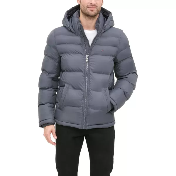 Tommy Hilfiger Mens Hooded Puffer JacketCharcoal