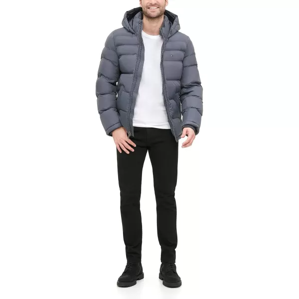 Tommy Hilfiger Mens Hooded Puffer JacketCharcoal