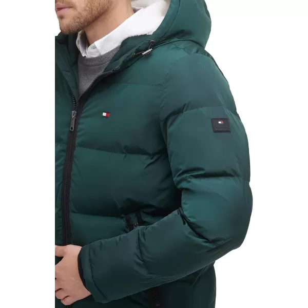 Tommy Hilfiger Mens Hooded Puffer JacketGreen Poly Tech