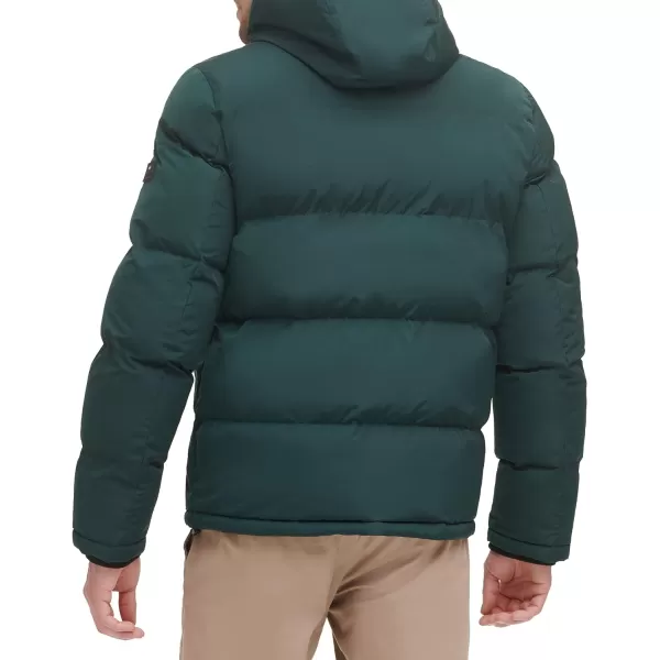 Tommy Hilfiger Mens Hooded Puffer JacketGreen Poly Tech