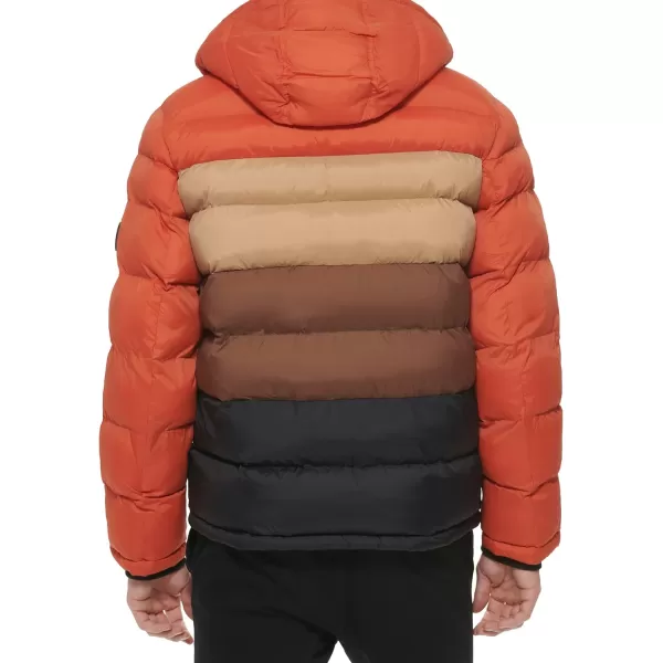 Tommy Hilfiger Mens Hooded Puffer JacketHarvest Colorblock