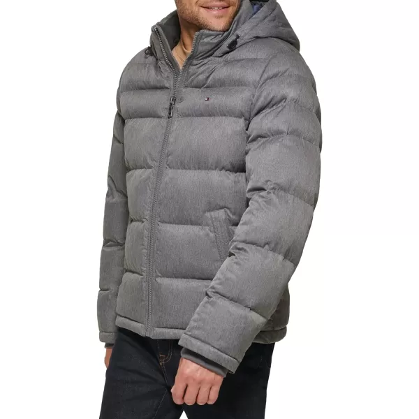 Tommy Hilfiger Mens Hooded Puffer JacketHeather Grey