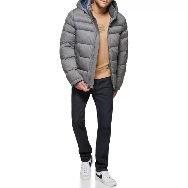 Tommy Hilfiger Mens Hooded Puffer JacketHeather Grey