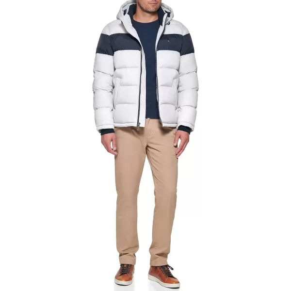 Tommy Hilfiger Mens Hooded Puffer JacketIce Midnight Stripe