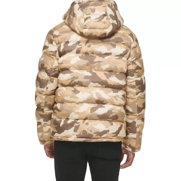 Tommy Hilfiger Mens Hooded Puffer JacketKhaki Camo