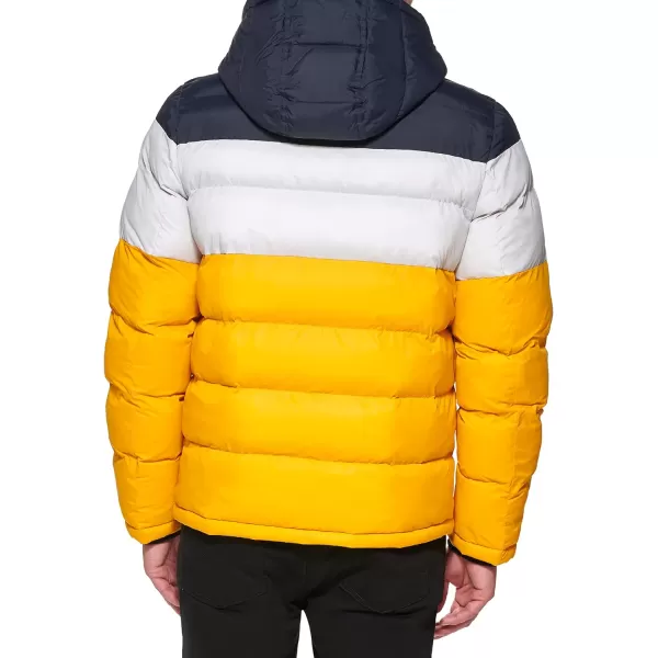 Tommy Hilfiger Mens Hooded Puffer JacketMidnightIceYellow