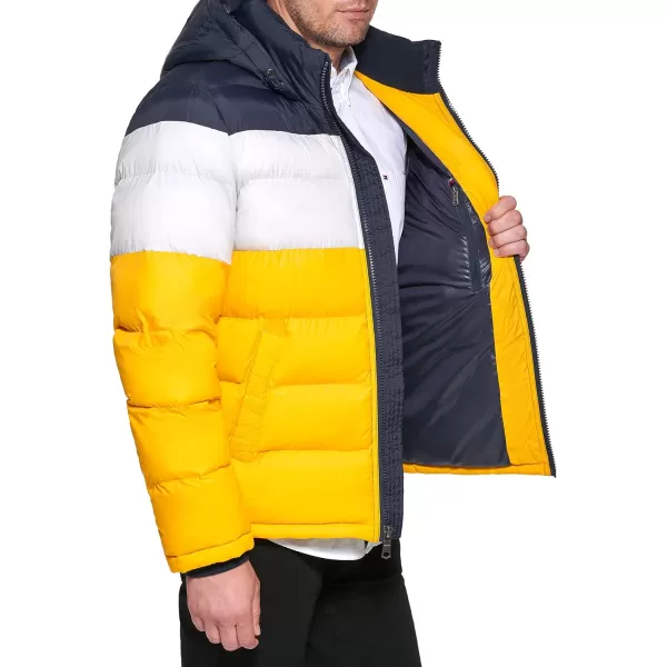 Tommy Hilfiger Mens Hooded Puffer JacketMidnightIceYellow