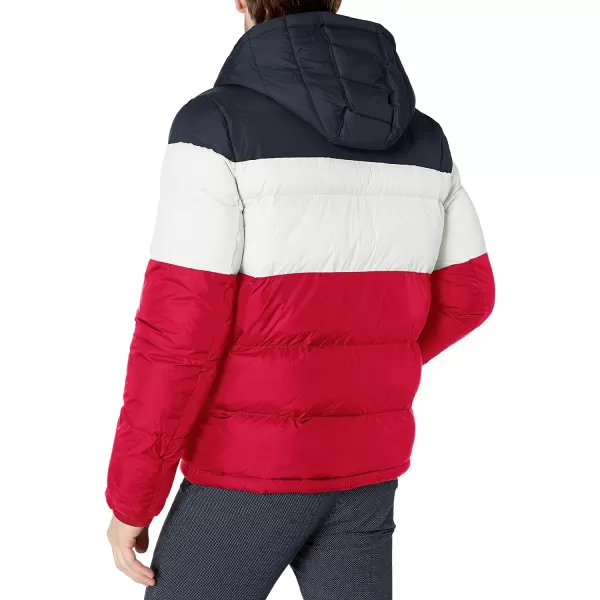 Tommy Hilfiger Mens Hooded Puffer JacketMidnightWhiteRed