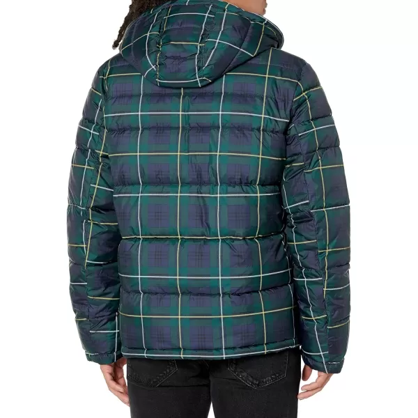 Tommy Hilfiger Mens Hooded Puffer JacketNavy Plaid