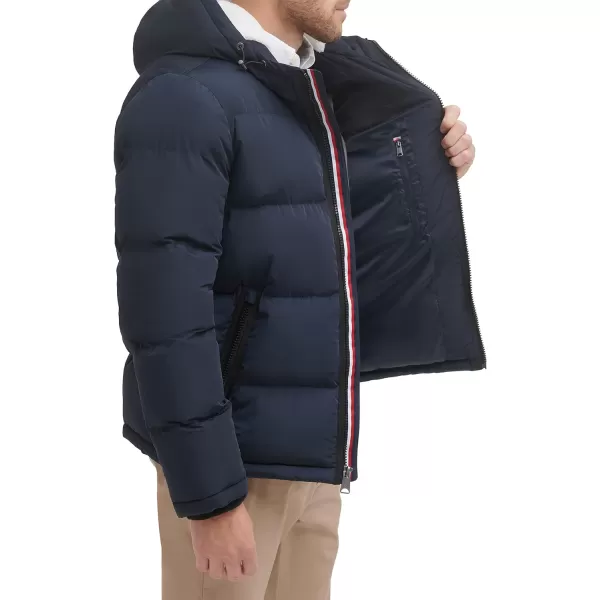 Tommy Hilfiger Mens Hooded Puffer JacketNavy Poly Tech