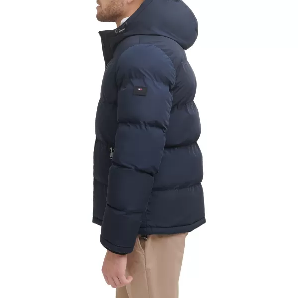 Tommy Hilfiger Mens Hooded Puffer JacketNavy Poly Tech