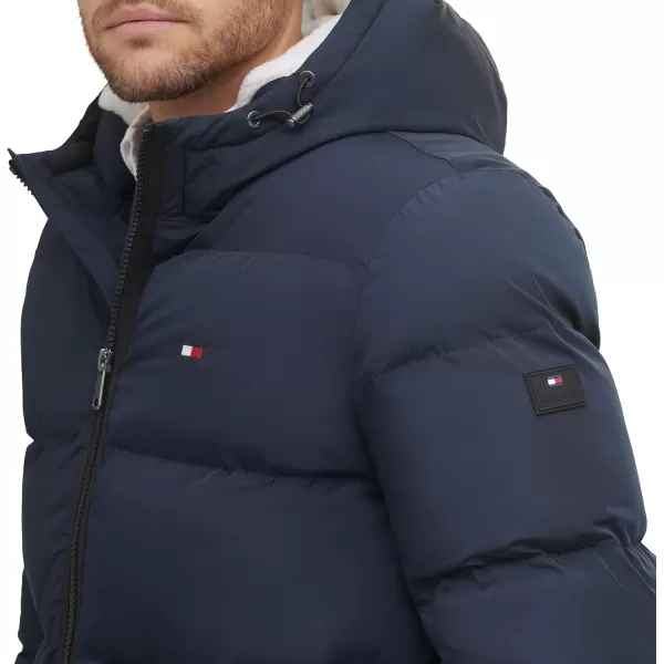 Tommy Hilfiger Mens Hooded Puffer JacketNavy Poly Tech