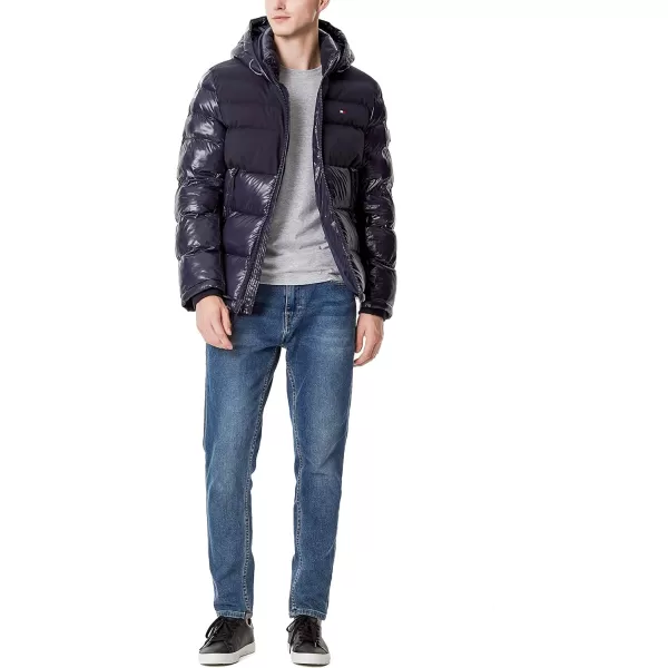 Tommy Hilfiger Mens Hooded Puffer JacketNavy Two Tone