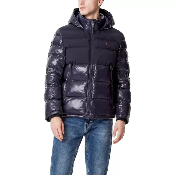 Tommy Hilfiger Mens Hooded Puffer JacketNavy Two Tone