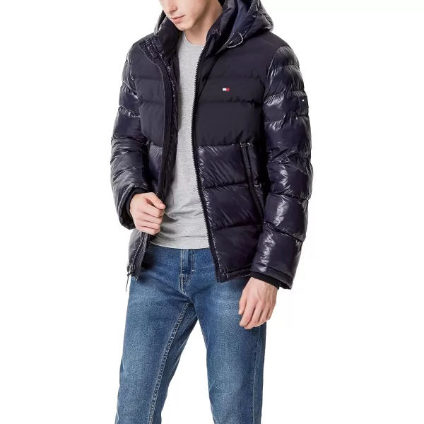 Tommy Hilfiger Mens Hooded Puffer JacketNavy Two Tone