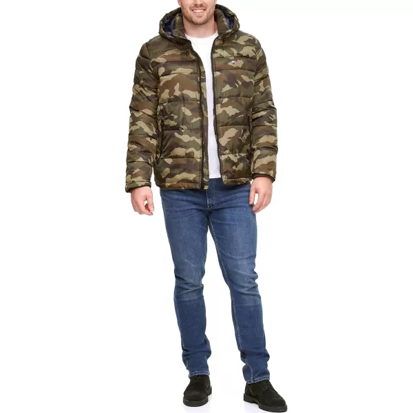 Tommy Hilfiger Mens Hooded Puffer JacketNew Camo