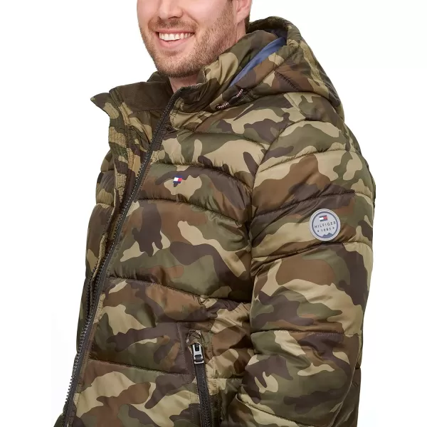 Tommy Hilfiger Mens Hooded Puffer JacketNew Camo