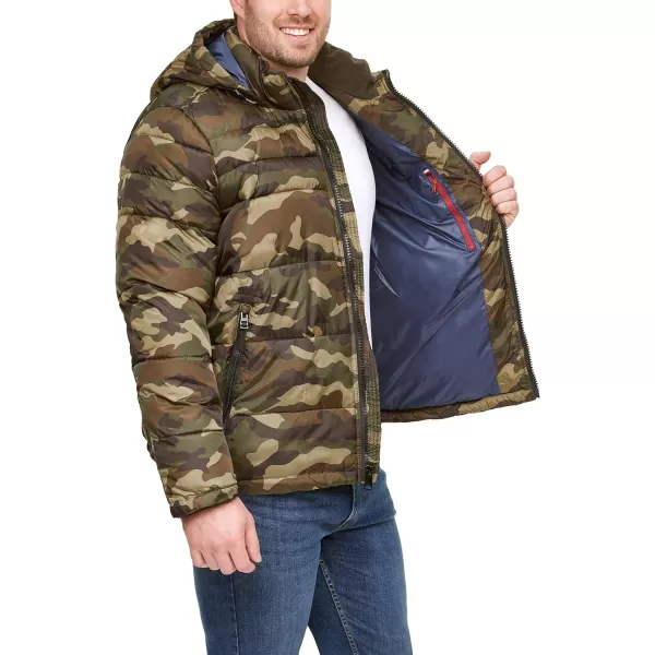 Tommy Hilfiger Mens Hooded Puffer JacketNew Camo