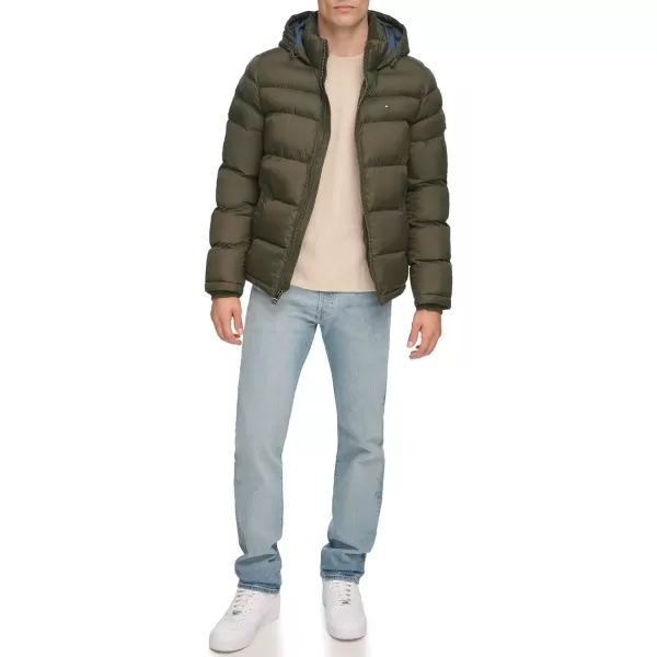 Tommy Hilfiger Mens Hooded Puffer JacketOlive