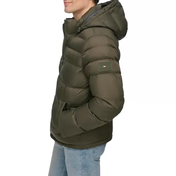 Tommy Hilfiger Mens Hooded Puffer JacketOlive