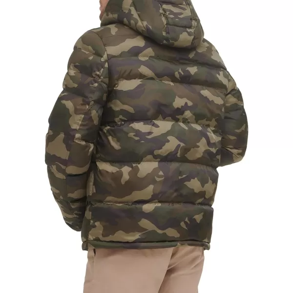 Tommy Hilfiger Mens Hooded Puffer JacketOlive Camouflage