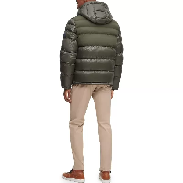 Tommy Hilfiger Mens Hooded Puffer JacketOlive Two Tone