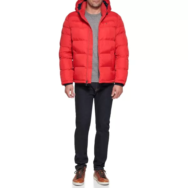 Tommy Hilfiger Mens Hooded Puffer JacketOrange Burst