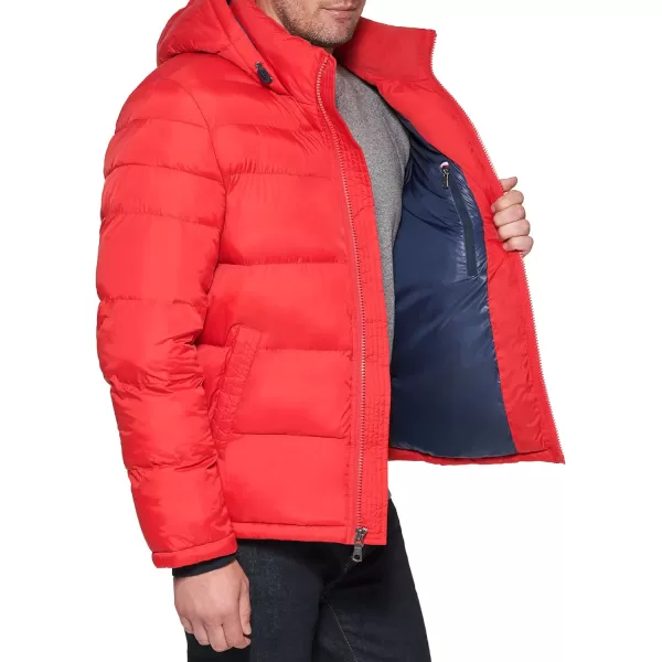 Tommy Hilfiger Mens Hooded Puffer JacketOrange Burst