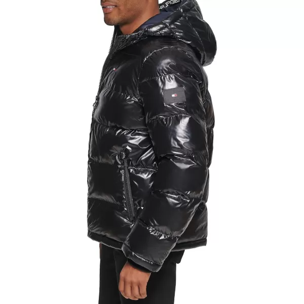 Tommy Hilfiger Mens Hooded Puffer JacketPearlized Black