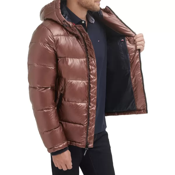 Tommy Hilfiger Mens Hooded Puffer JacketPearlized Brown