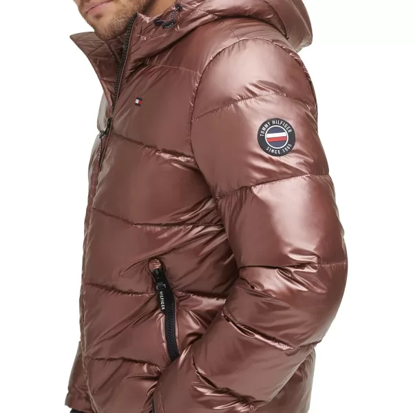 Tommy Hilfiger Mens Hooded Puffer JacketPearlized Brown