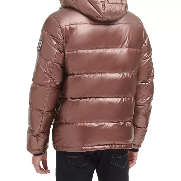 Tommy Hilfiger Mens Hooded Puffer JacketPearlized Brown