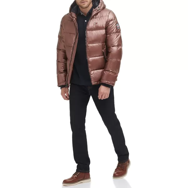 Tommy Hilfiger Mens Hooded Puffer JacketPearlized Brown