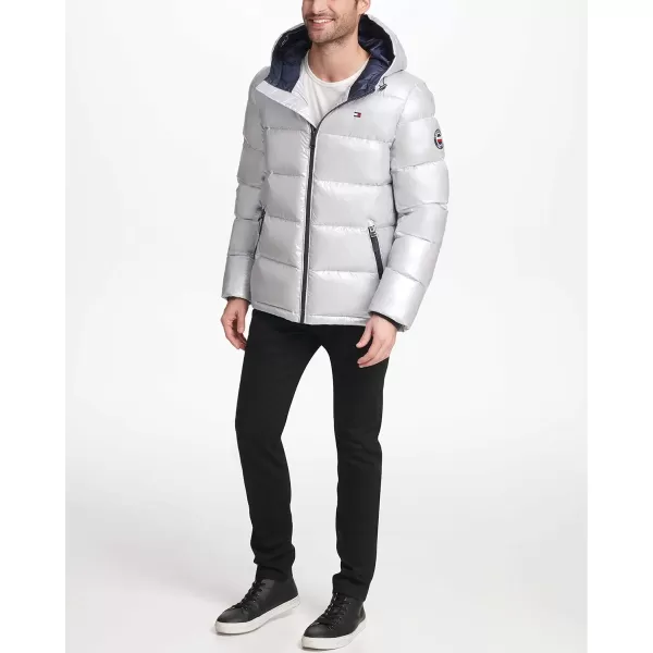 Tommy Hilfiger Mens Hooded Puffer JacketPearlized Grey