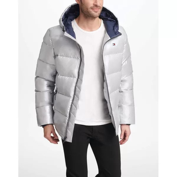 Tommy Hilfiger Mens Hooded Puffer JacketPearlized Grey