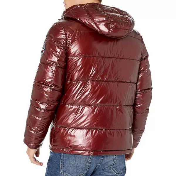 Tommy Hilfiger Mens Hooded Puffer JacketPearlized Red