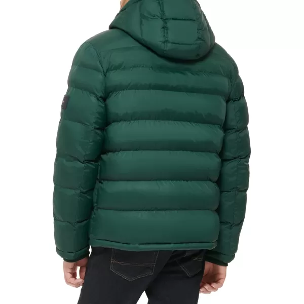 Tommy Hilfiger Mens Hooded Puffer JacketPine Colorblock