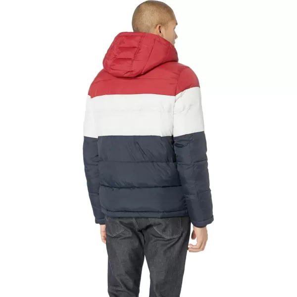 Tommy Hilfiger Mens Hooded Puffer JacketRedWhiteMidnight