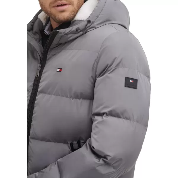 Tommy Hilfiger Mens Hooded Puffer JacketSmoke Poly Tech