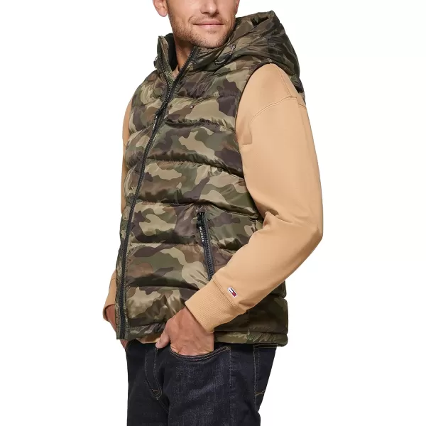 Tommy Hilfiger Mens Hooded Puffer VestCamouflage