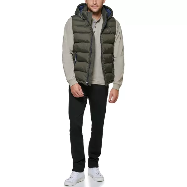 Tommy Hilfiger Mens Hooded Puffer VestOlive