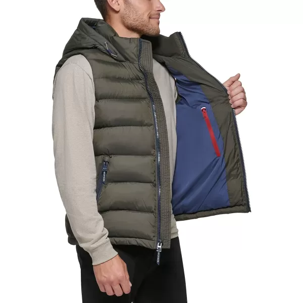 Tommy Hilfiger Mens Hooded Puffer VestOlive