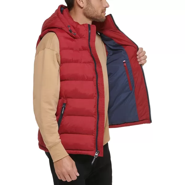 Tommy Hilfiger Mens Hooded Puffer VestRed