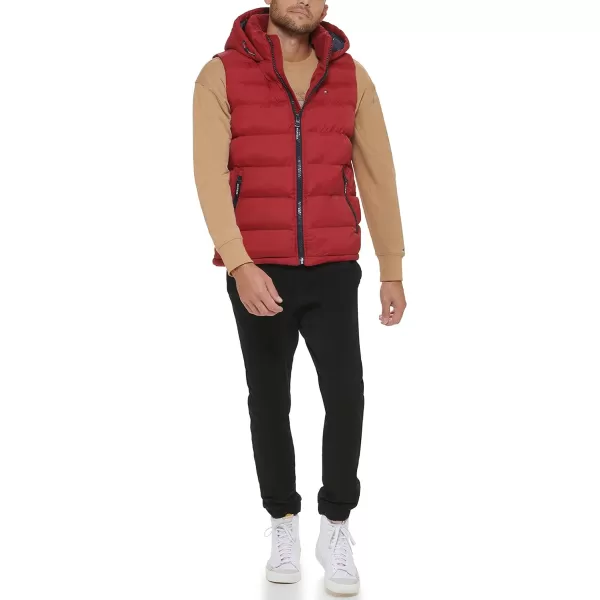 Tommy Hilfiger Mens Hooded Puffer VestRed