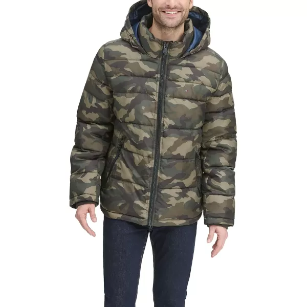 Tommy Hilfiger Mens Legacy Hooded Puffer JacketNew Camo