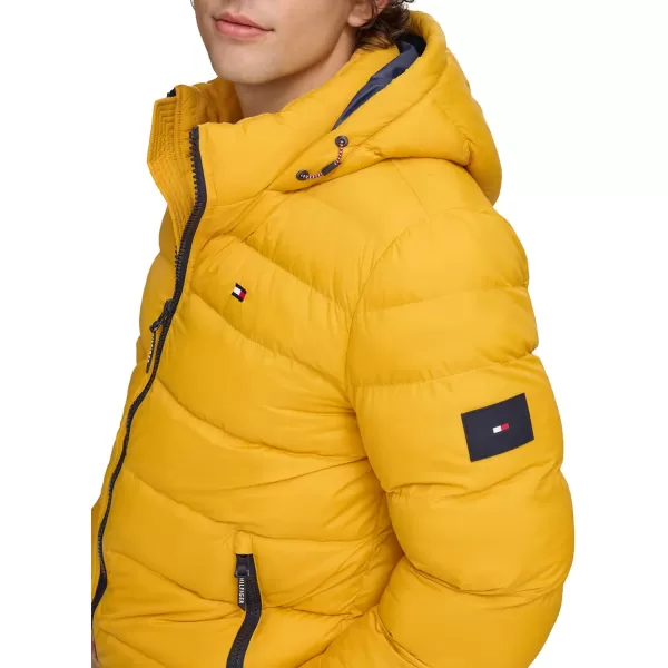 Tommy Hilfiger Mens Legacy Hooded Puffer JacketYellow