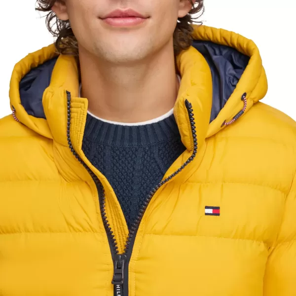 Tommy Hilfiger Mens Legacy Hooded Puffer JacketYellow